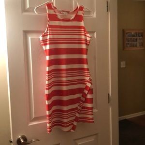 Striped pink and white tight dress